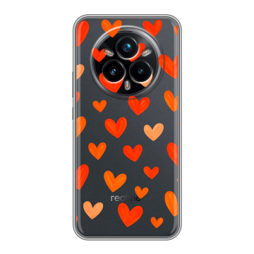 Силиконовый чехол на Realme 14 Pro Plus с принтом Сердечки