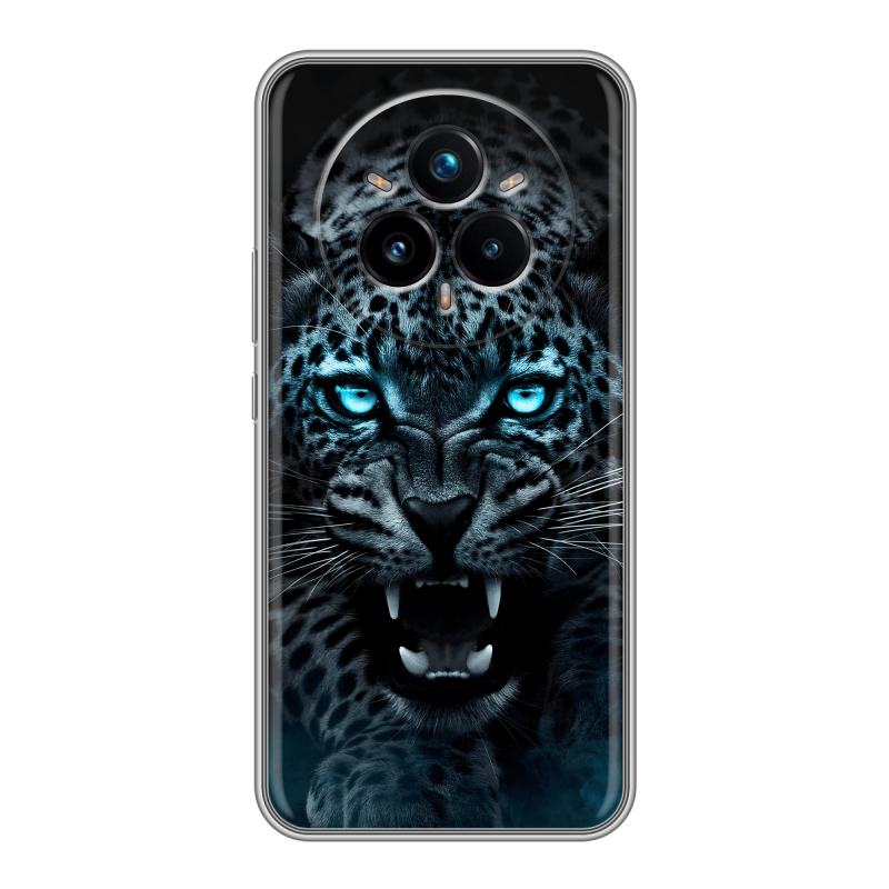 Силиконовый чехол на Realme 14 Pro Plus с принтом Темный леопард Силиконовый чехол на Realme 14 Pro Plus с принтом Темный леопард