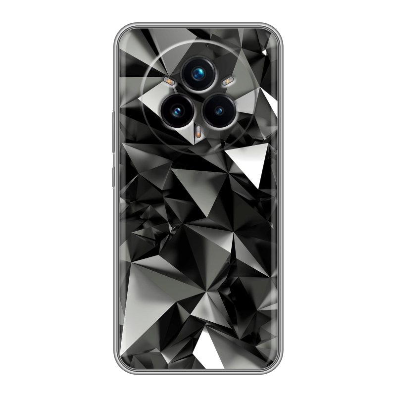 Силиконовый чехол на Realme 14 Pro Plus с принтом Черные кристаллы Силиконовый чехол на Realme 14 Pro Plus с принтом Черные кристаллы