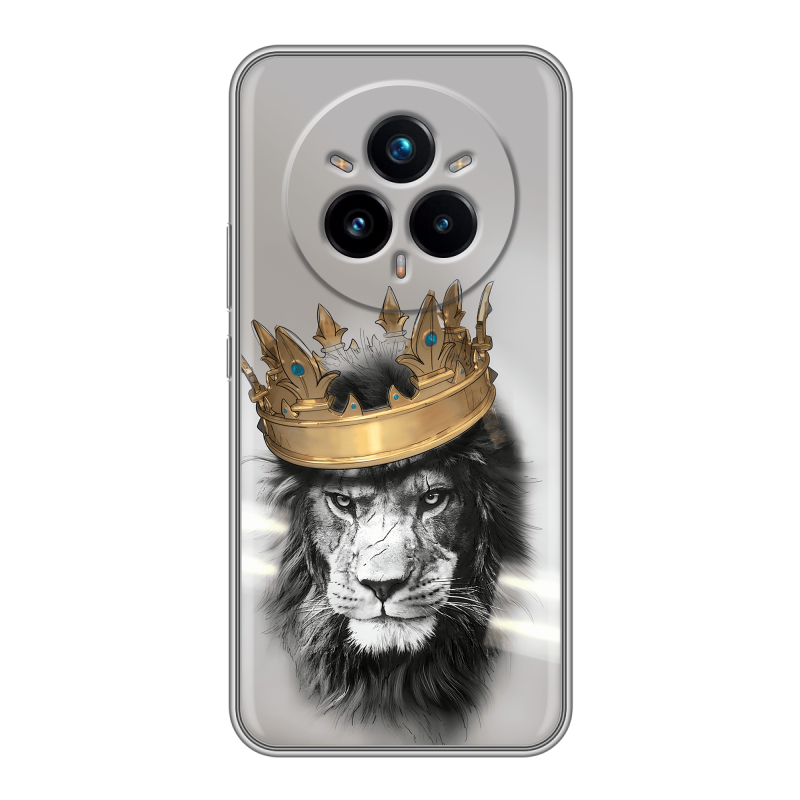 Силиконовый чехол на Realme 14 Pro Plus с принтом Лев с короной Силиконовый чехол на Realme 14 Pro Plus с принтом Лев с короной
