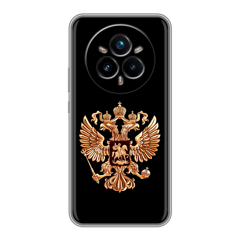 Силиконовый чехол на Realme 14 Pro Plus с принтом Герб России золотой Силиконовый чехол на Realme 14 Pro Plus с принтом Герб России золотой