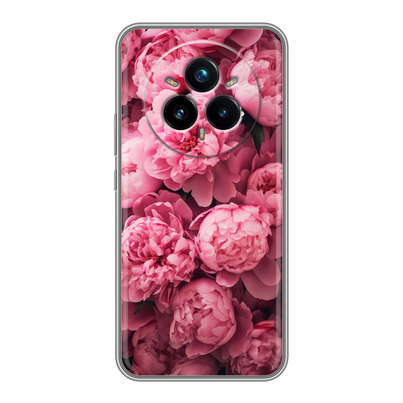 Силиконовый чехол на Realme 14 Pro Plus с принтом цветы пионы Силиконовый чехол на Realme 14 Pro Plus с принтом цветы пионы