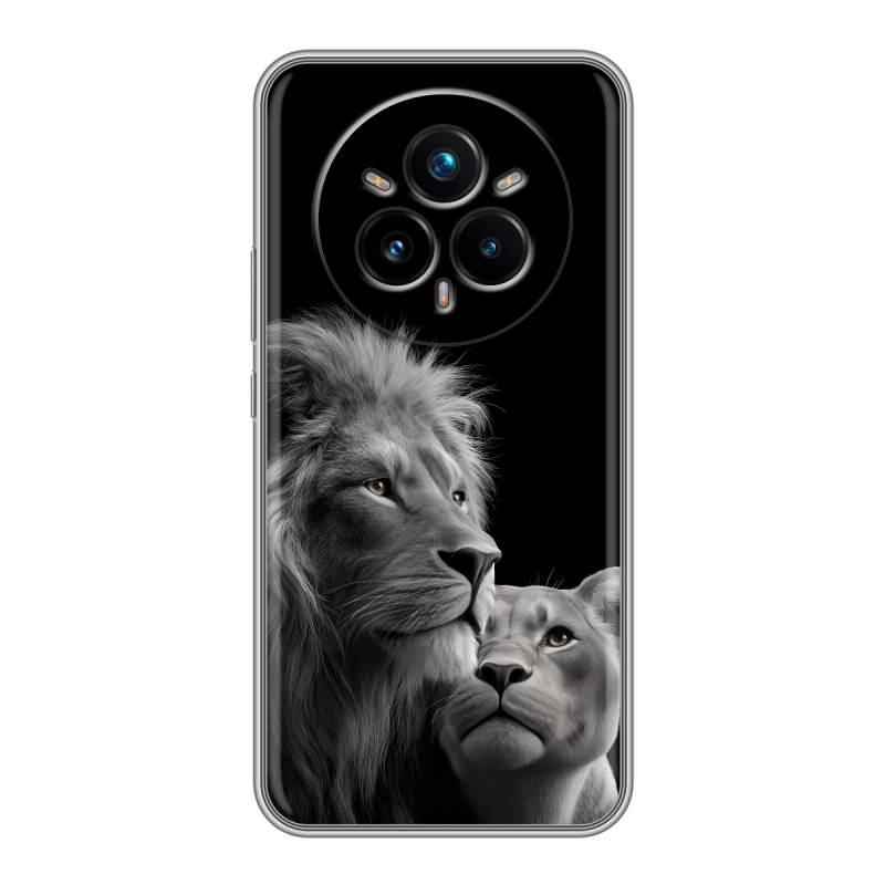 Силиконовый чехол на Realme 14 Pro Plus с принтом Лев кошки Силиконовый чехол на Realme 14 Pro Plus с принтом Лев кошки