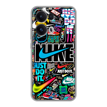Силиконовый чехол на OPPO Reno13 Pro с принтом найк nike черный