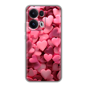 Силиконовый чехол на OPPO Reno13 Pro с принтом розовые сердечки Силиконовый чехол на OPPO Reno13 Pro с принтом розовые сердечки