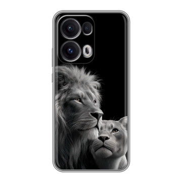 Силиконовый чехол на OPPO Reno13 Pro с принтом Лев кошки
