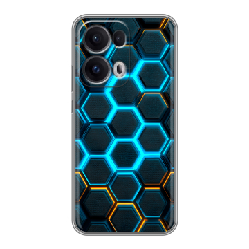 Силиконовый чехол на OPPO Reno13 Pro с принтом Неоновые соты