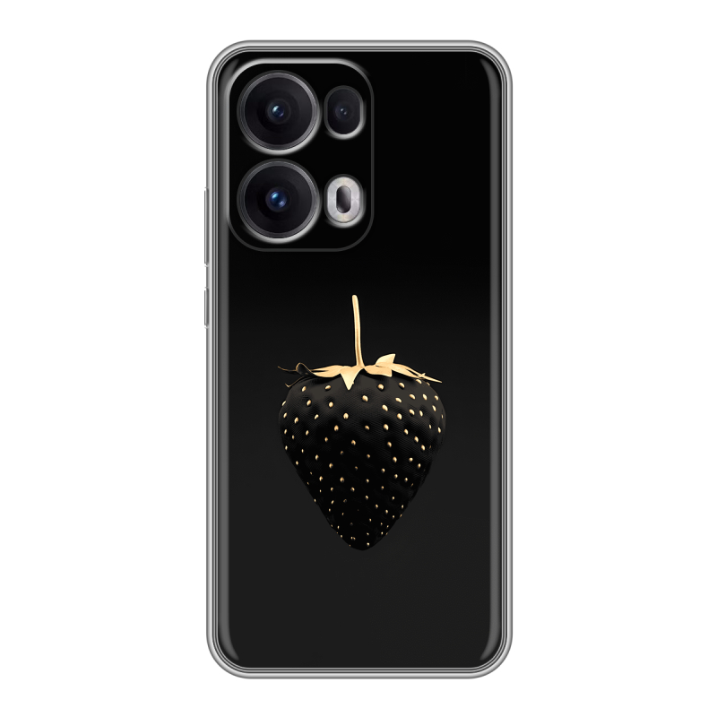 Силиконовый чехол на OPPO Reno13 Pro с принтом Черная клубника Силиконовый чехол на OPPO Reno13 Pro с принтом Черная клубника