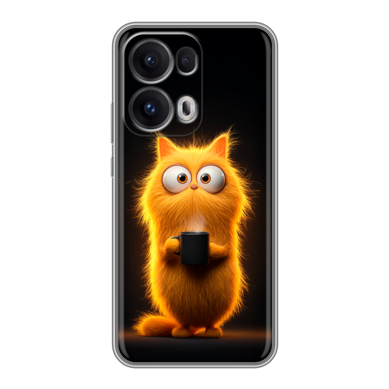 Силиконовый чехол на OPPO Reno13 Pro с принтом Смешной кот Силиконовый чехол на OPPO Reno13 Pro с принтом Смешной кот