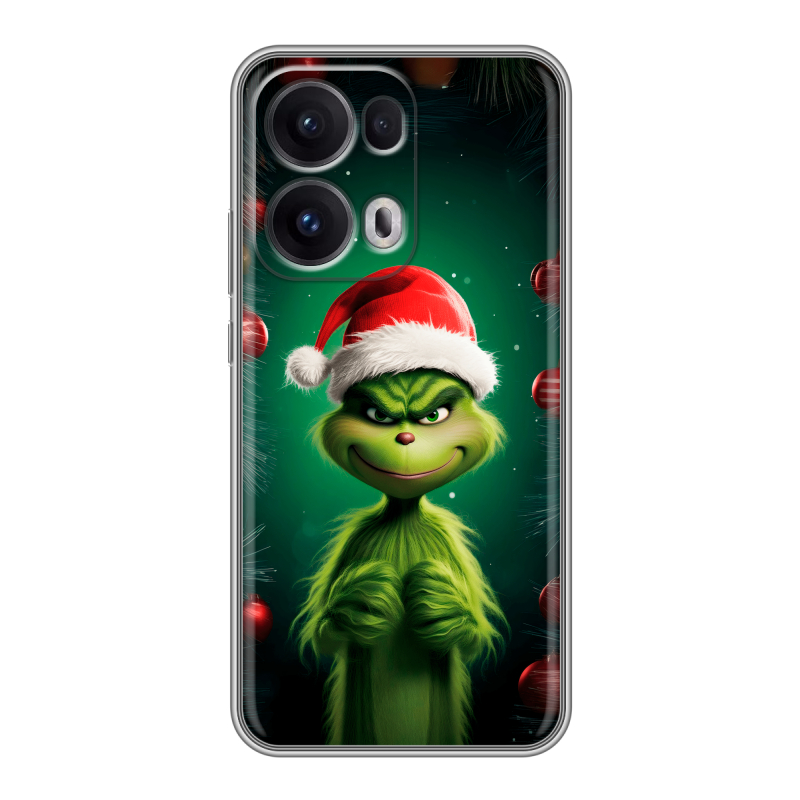 Силиконовый чехол на OPPO Reno13 Pro с принтом Гринч Новый год Рождество Силиконовый чехол на OPPO Reno13 Pro с принтом Гринч Новый год Рождество