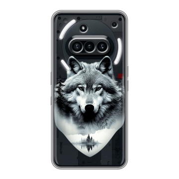 Силиконовый чехол на Nothing Phone (3a) с принтом Волк в лесу