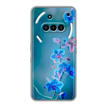 Силиконовый чехол на Nothing Phone (3a) с принтом Голубые цветы