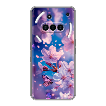 Силиконовый чехол на Nothing Phone (3a) с принтом цветы бабочки Силиконовый чехол на Nothing Phone (3a) с принтом цветы бабочки