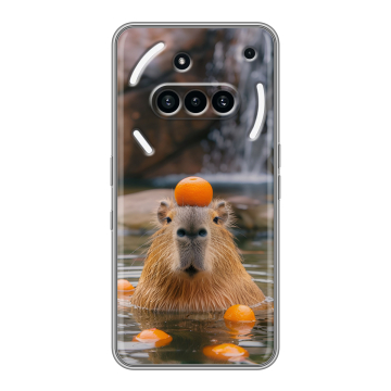 Силиконовый чехол на Nothing Phone (3a) с принтом Капибара с апельсином Силиконовый чехол на Nothing Phone (3a) с принтом Капибара с апельсином