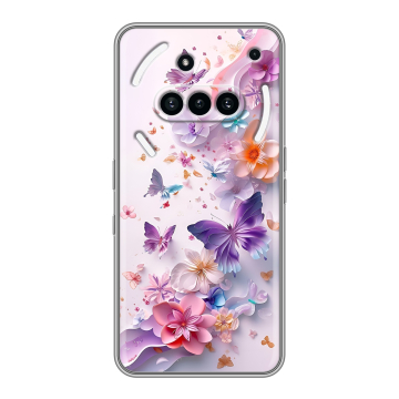 Силиконовый чехол на Nothing Phone (3a) с принтом цветы бабочки