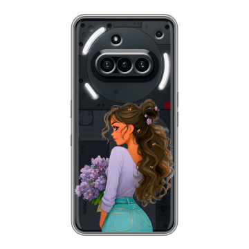 Силиконовый чехол на Nothing Phone (3a) с принтом девушка цветы Силиконовый чехол на Nothing Phone (3a) с принтом девушка цветы