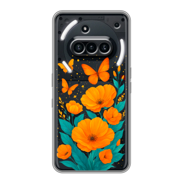 Силиконовый чехол на Nothing Phone (3a) с принтом цветы бабочки Силиконовый чехол на Nothing Phone (3a) с принтом цветы бабочки
