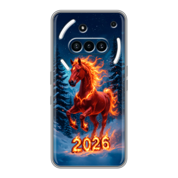 Силиконовый чехол на Nothing Phone (3a) с принтом Новый год коня Силиконовый чехол на Nothing Phone (3a) с принтом Новый год коня
