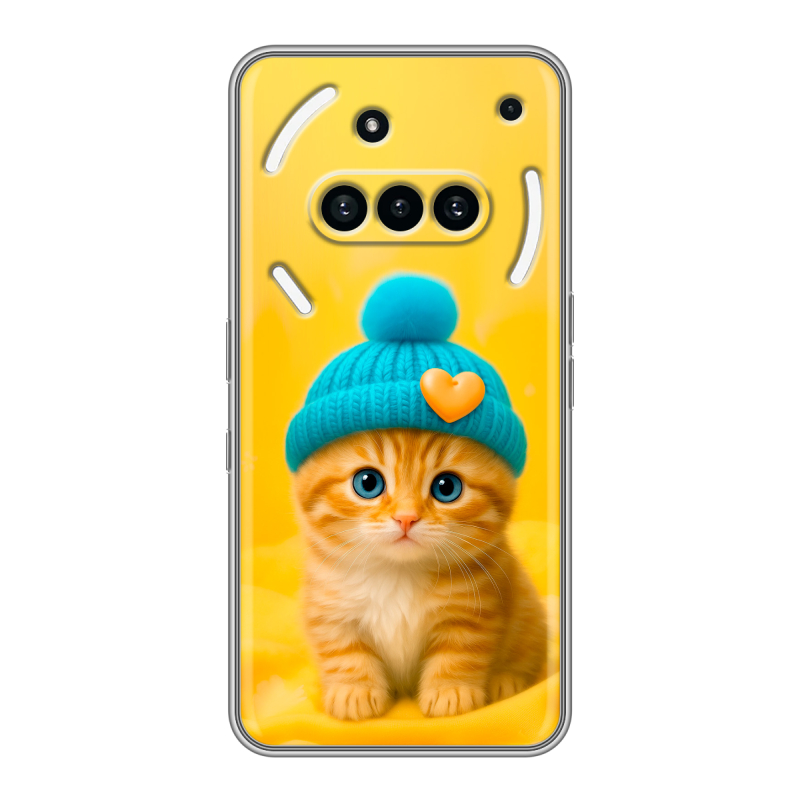 Силиконовый чехол на Nothing Phone (3a) с принтом Котенок в шапке Силиконовый чехол на Nothing Phone (3a) с принтом Котенок в шапке
