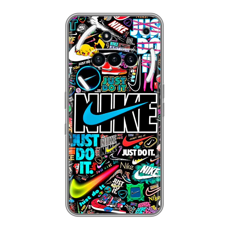 Силиконовый чехол на Nothing Phone (3a) с принтом найк nike черный Силиконовый чехол на Nothing Phone (3a) с принтом найк nike черный