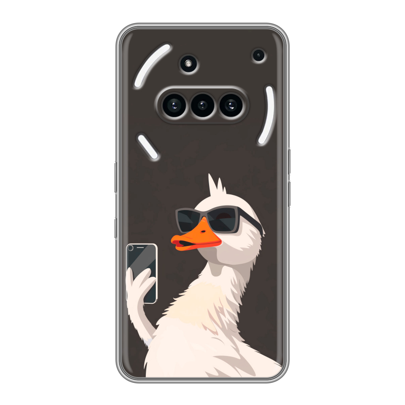 Силиконовый чехол на Nothing Phone (3a) с принтом утка в очках Силиконовый чехол на Nothing Phone (3a) с принтом утка в очках