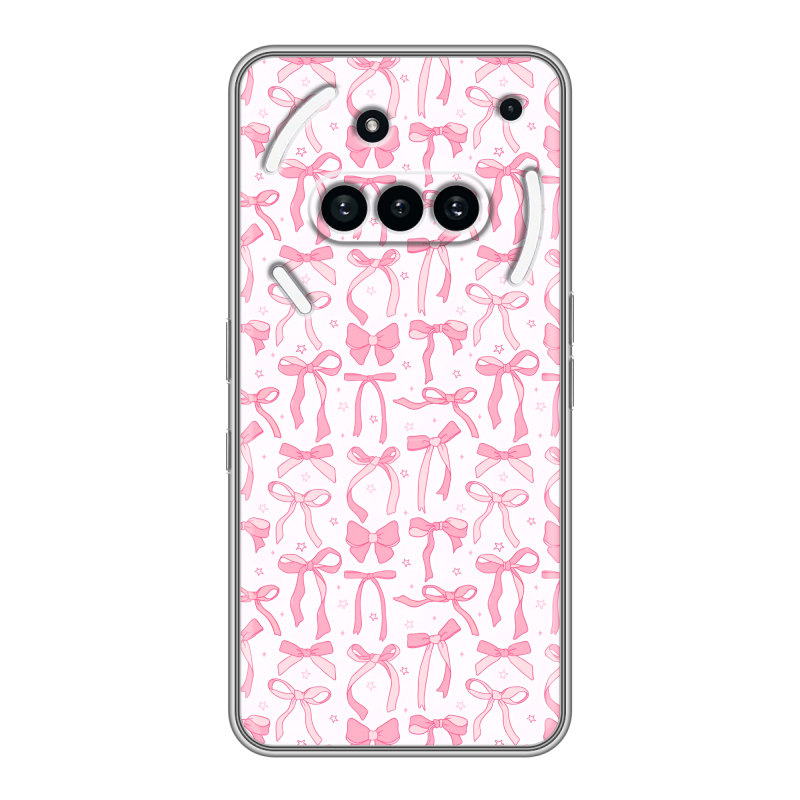 Силиконовый чехол на Nothing Phone (3a) с принтом Розовые бантики Силиконовый чехол на Nothing Phone (3a) с принтом Розовые бантики