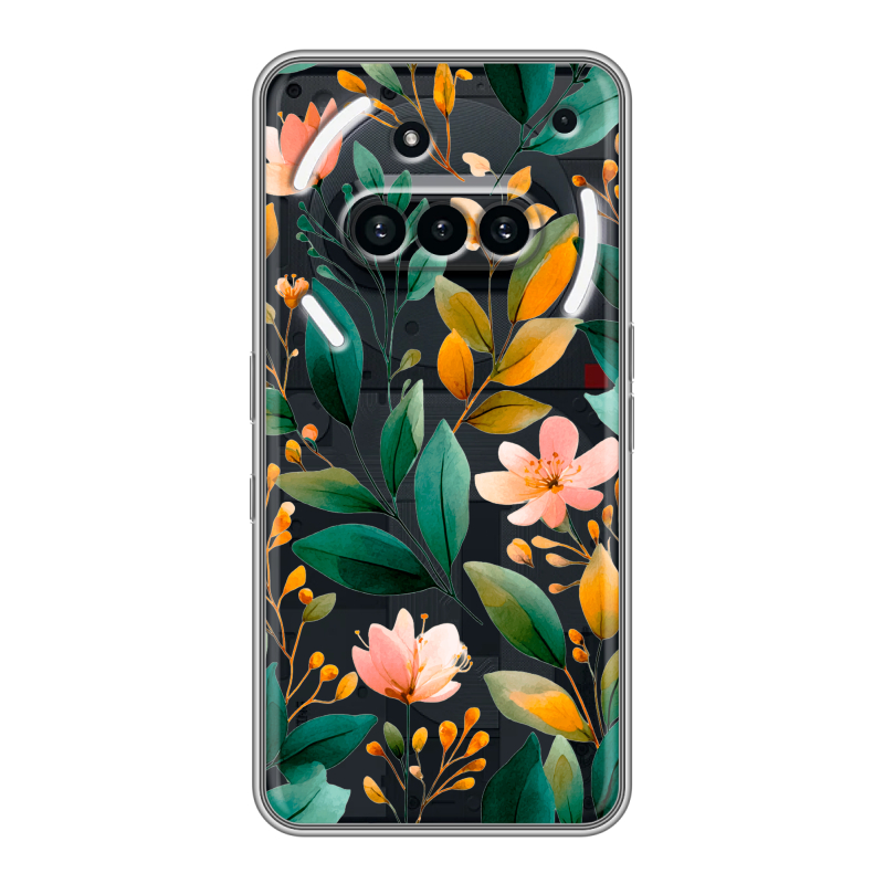 Силиконовый чехол на Nothing Phone (3a) с принтом Цветы паттерн Силиконовый чехол на Nothing Phone (3a) с принтом Цветы паттерн