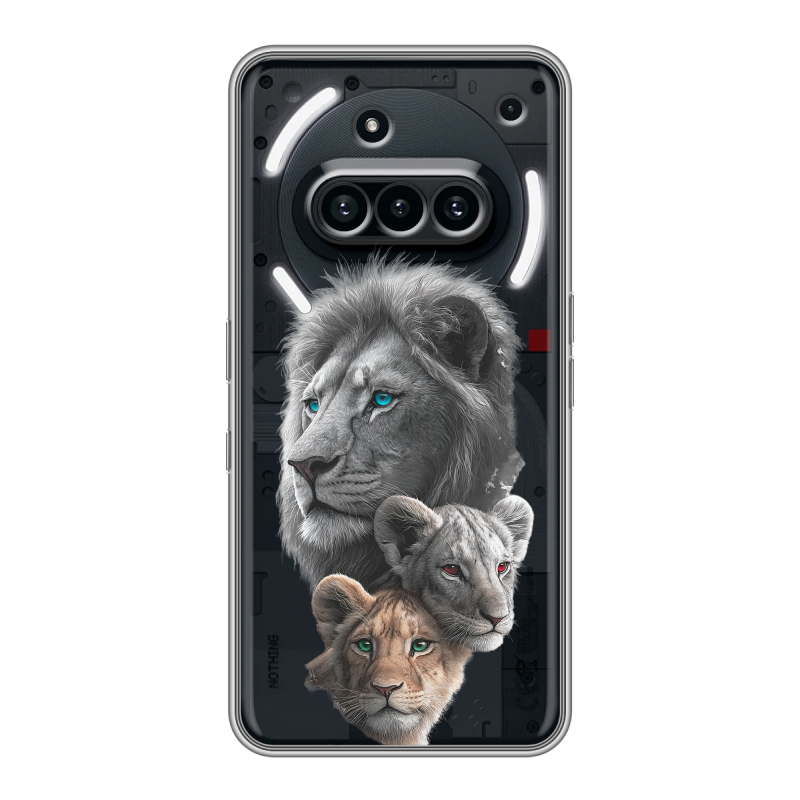 Силиконовый чехол на Nothing Phone (3a) с принтом Львы Силиконовый чехол на Nothing Phone (3a) с принтом Львы