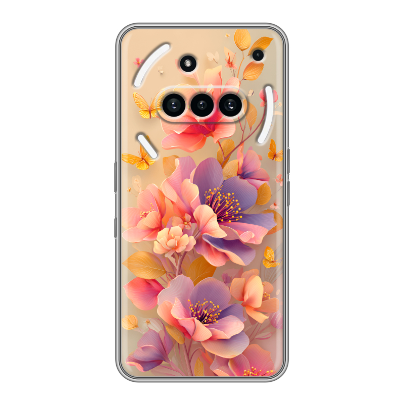 Силиконовый чехол на Nothing Phone (3a) с принтом Цветы и бабочки Силиконовый чехол на Nothing Phone (3a) с принтом Цветы и бабочки