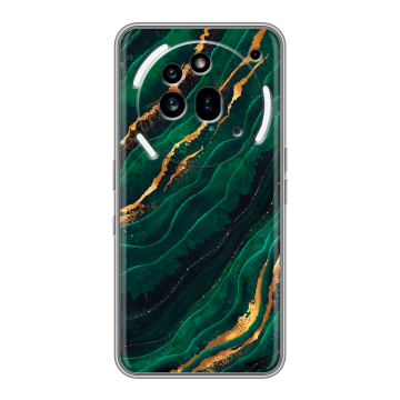 Силиконовый чехол на Nothing Phone (3a) Pro с принтом Мрамор зеленое золото Силиконовый чехол на Nothing Phone (3a) Pro с принтом Мрамор зеленое золото