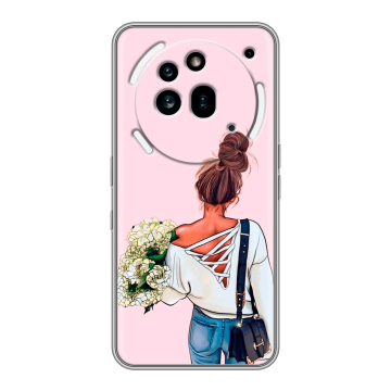 Силиконовый чехол на Nothing Phone (3a) Pro с принтом Девушка и букет Силиконовый чехол на Nothing Phone (3a) Pro с принтом Девушка и букет
