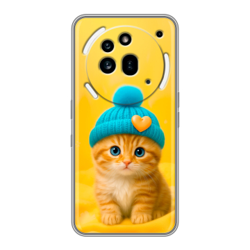 Силиконовый чехол на Nothing Phone (3a) Pro с принтом Котенок в шапке Силиконовый чехол на Nothing Phone (3a) Pro с принтом Котенок в шапке