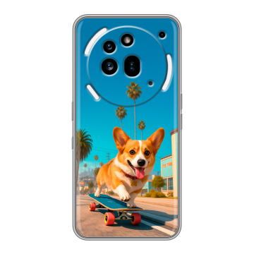 Силиконовый чехол на Nothing Phone (3a) Pro с принтом Корги на скейте Силиконовый чехол на Nothing Phone (3a) Pro с принтом Корги на скейте
