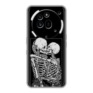 Силиконовый чехол на Nothing Phone (3a) Pro с принтом Поцелуй скелетов