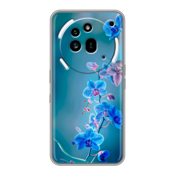 Силиконовый чехол на Nothing Phone (3a) Pro с принтом Голубые цветы Силиконовый чехол на Nothing Phone (3a) Pro с принтом Голубые цветы