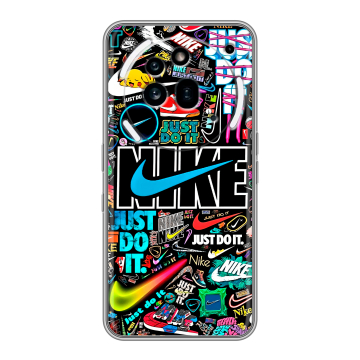 Силиконовый чехол на Nothing Phone (3a) Pro с принтом найк nike черный Силиконовый чехол на Nothing Phone (3a) Pro с принтом найк nike черный