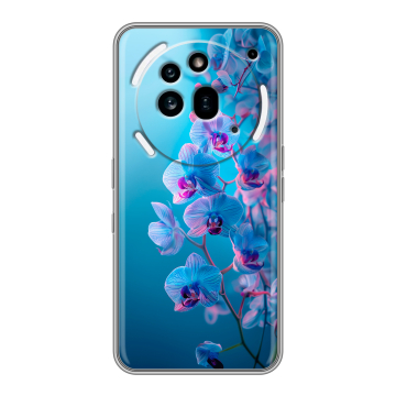 Силиконовый чехол на Nothing Phone (3a) Pro с принтом голубые орхидеи Силиконовый чехол на Nothing Phone (3a) Pro с принтом голубые орхидеи