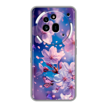 Силиконовый чехол на Nothing Phone (3a) Pro с принтом цветы бабочки Силиконовый чехол на Nothing Phone (3a) Pro с принтом цветы бабочки