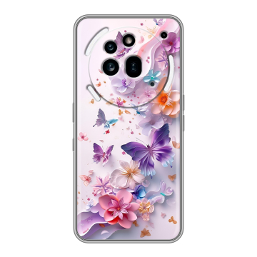 Силиконовый чехол на Nothing Phone (3a) Pro с принтом цветы бабочки Силиконовый чехол на Nothing Phone (3a) Pro с принтом цветы бабочки