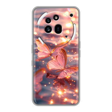 Силиконовый чехол на Nothing Phone (3a) Pro с принтом бабочки розовые