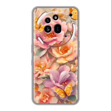 Силиконовый чехол на Nothing Phone (3a) Pro с принтом Цветы и бабочки