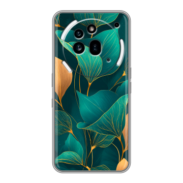 Силиконовый чехол на Nothing Phone (3a) Pro с принтом Листья и золото