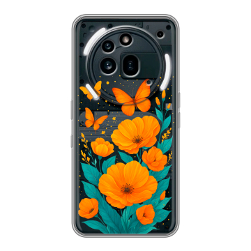 Силиконовый чехол на Nothing Phone (3a) Pro с принтом цветы бабочки