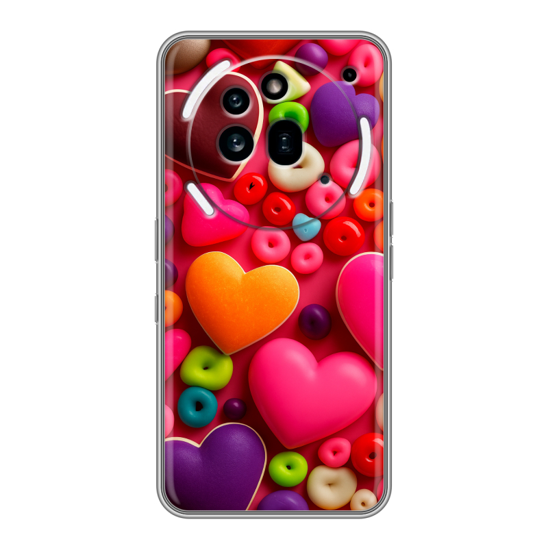 Силиконовый чехол на Nothing Phone (3a) Pro с принтом Сердечки Силиконовый чехол на Nothing Phone (3a) Pro с принтом Сердечки