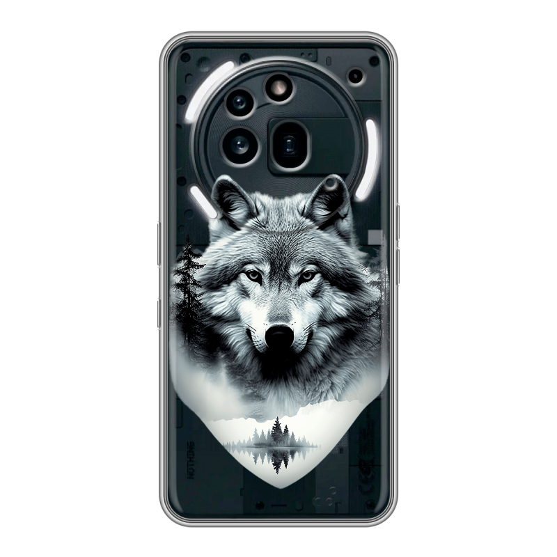 Силиконовый чехол на Nothing Phone (3a) Pro с принтом Волк в лесу Силиконовый чехол на Nothing Phone (3a) Pro с принтом Волк в лесу