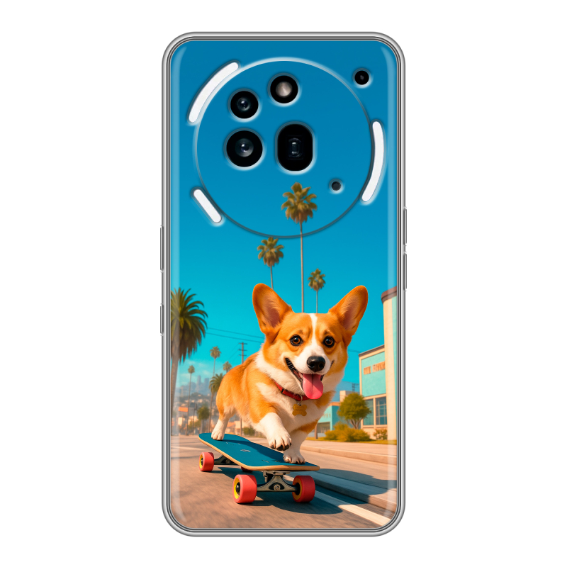 Силиконовый чехол на Nothing Phone (3a) Pro с принтом Корги на скейте Силиконовый чехол на Nothing Phone (3a) Pro с принтом Корги на скейте