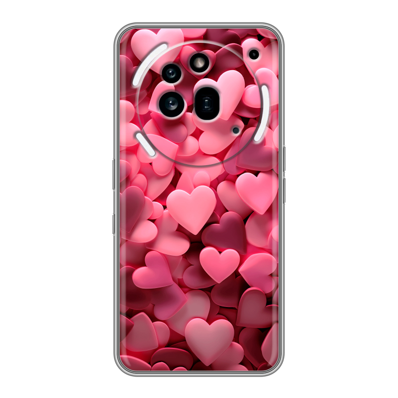 Силиконовый чехол на Nothing Phone (3a) Pro с принтом розовые сердечки Силиконовый чехол на Nothing Phone (3a) Pro с принтом розовые сердечки