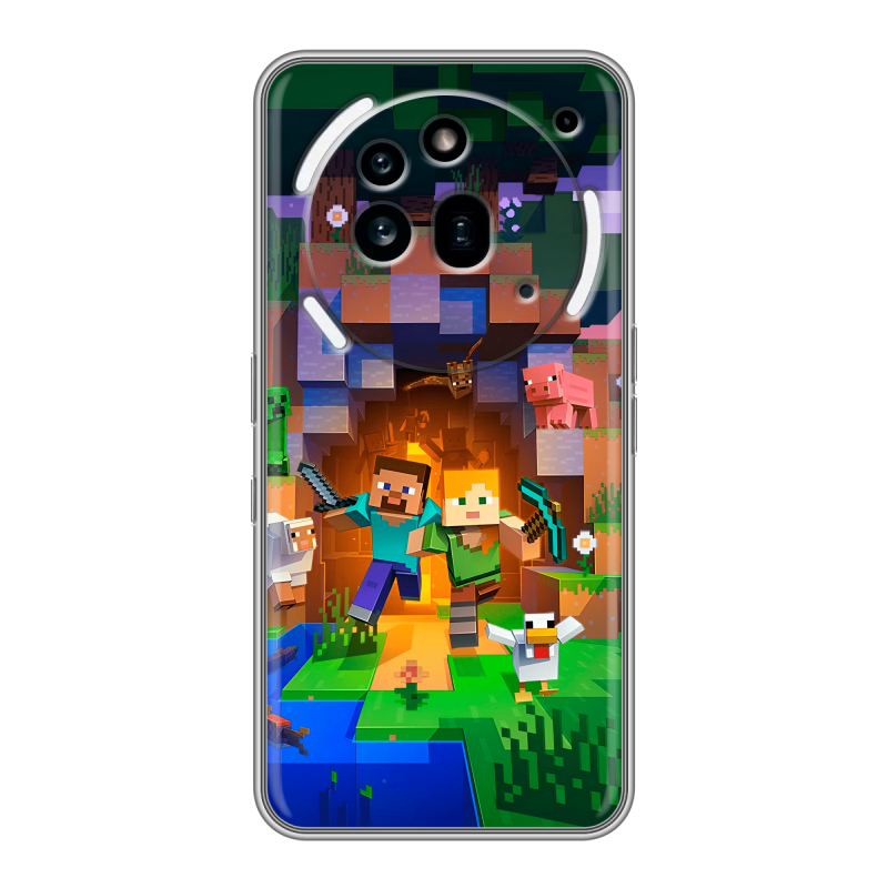 Силиконовый чехол на Nothing Phone (3a) Pro с принтом Майнкрафт Minecraft Силиконовый чехол на Nothing Phone (3a) Pro с принтом Майнкрафт Minecraft