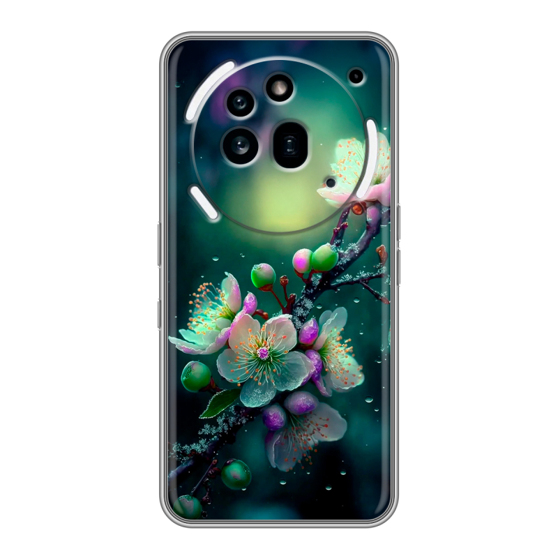 Силиконовый чехол на Nothing Phone (3a) Pro с принтом Цветы и мрамор Силиконовый чехол на Nothing Phone (3a) Pro с принтом Цветы и мрамор