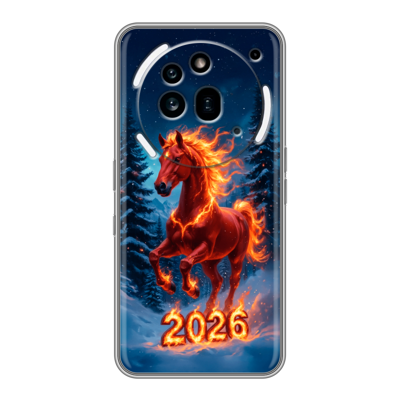 Силиконовый чехол на Nothing Phone (3a) Pro с принтом Новый год коня Силиконовый чехол на Nothing Phone (3a) Pro с принтом Новый год коня